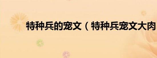 特种兵的宠文（特种兵宠文大肉）