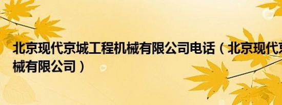 北京现代京城工程机械有限公司电话（北京现代京城工程机械有限公司）