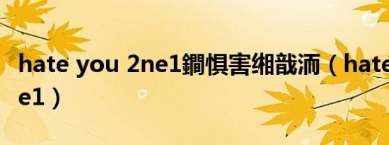 hate you 2ne1鐧惧害缃戠洏（hate you 2ne1）