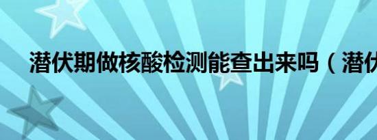 潜伏期做核酸检测能查出来吗（潜伏ol）