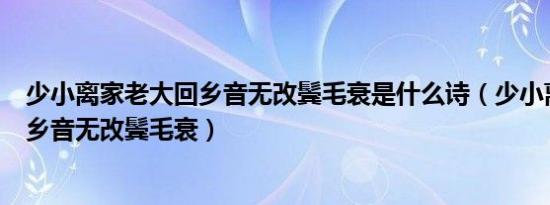 少小离家老大回乡音无改鬓毛衰是什么诗（少小离家老大回乡音无改鬓毛衰）