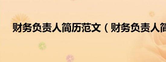 财务负责人简历范文（财务负责人简历）