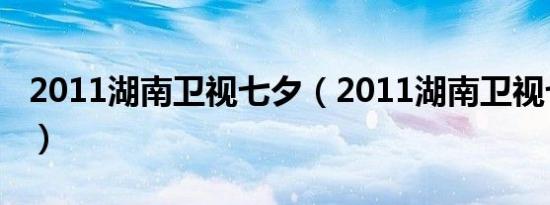 2011湖南卫视七夕（2011湖南卫视七夕晚会）