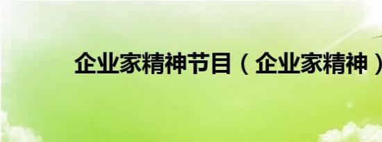 企业家精神节目（企业家精神）