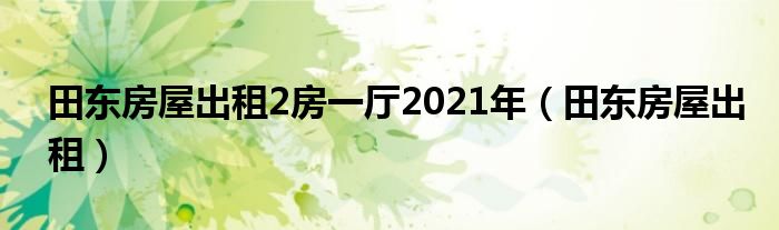 田东房屋出租2房一厅2021年（田东房屋出租）