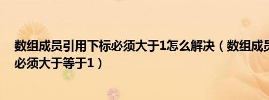 数组成员引用下标必须大于1怎么解决（数组成员引用下标必须大于等于1）