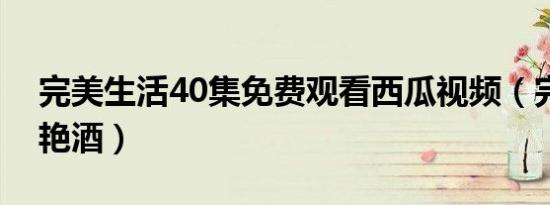 完美生活40集免费观看西瓜视频（完美生活艳酒）