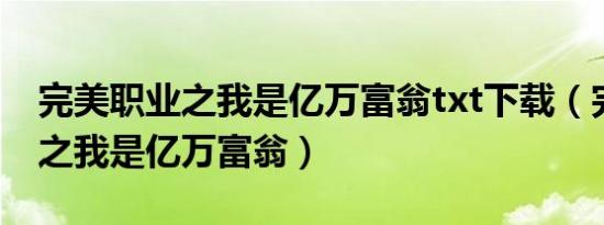 完美职业之我是亿万富翁txt下载（完美职业之我是亿万富翁）