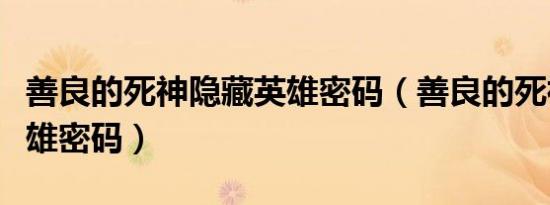 善良的死神隐藏英雄密码（善良的死神隐藏英雄密码）