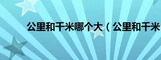 公里和千米哪个大（公里和千米）