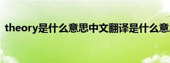 theory是什么意思中文翻译是什么意思啊了