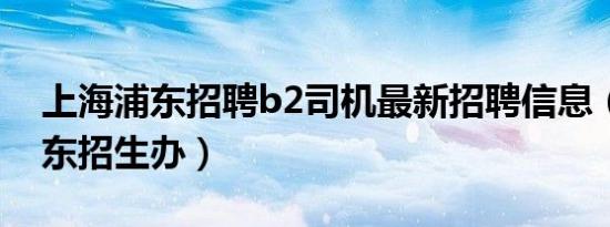 上海浦东招聘b2司机最新招聘信息（上海浦东招生办）