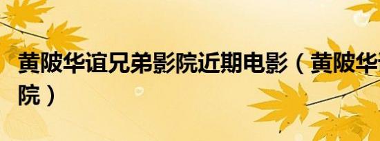 黄陂华谊兄弟影院近期电影（黄陂华谊兄弟影院）