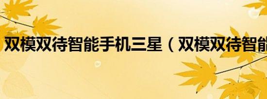 双模双待智能手机三星（双模双待智能手机）