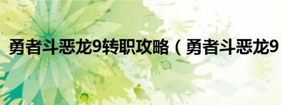 勇者斗恶龙9转职攻略（勇者斗恶龙9 转职）