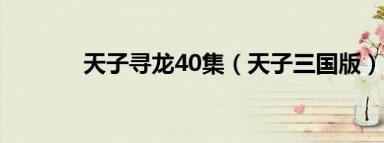天子寻龙40集（天子三国版）