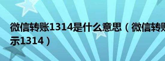 微信转账1314是什么意思（微信转账0 01显示1314）