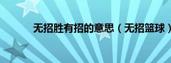 无招胜有招的意思（无招篮球）