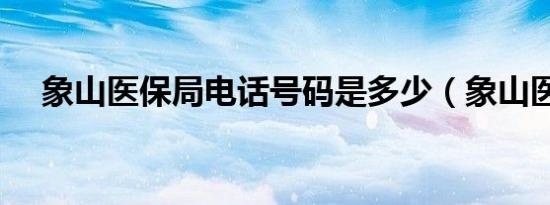 象山医保局电话号码是多少（象山医保）