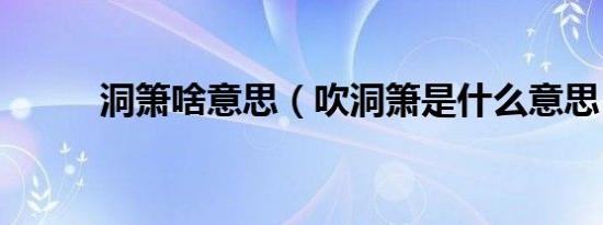 洞箫啥意思（吹洞箫是什么意思）