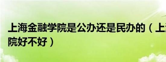 上海金融学院是公办还是民办的（上海金融学院好不好）