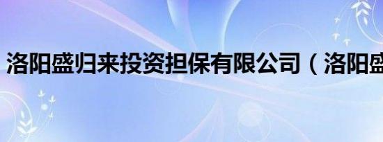 洛阳盛归来投资担保有限公司（洛阳盛归来）