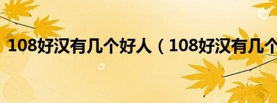 108好汉有几个好人（108好汉有几个女的）