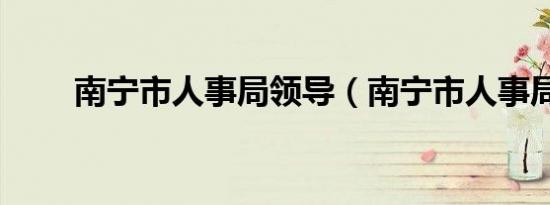 南宁市人事局领导（南宁市人事局）