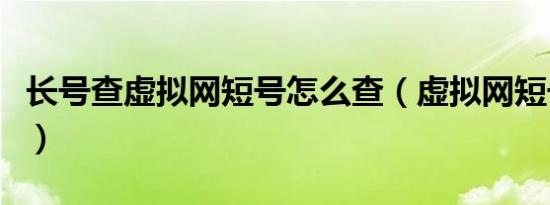 长号查虚拟网短号怎么查（虚拟网短号查长号）