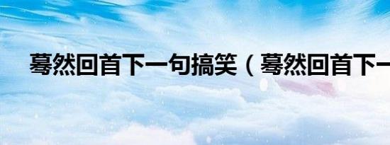 蓦然回首下一句搞笑（蓦然回首下一句）