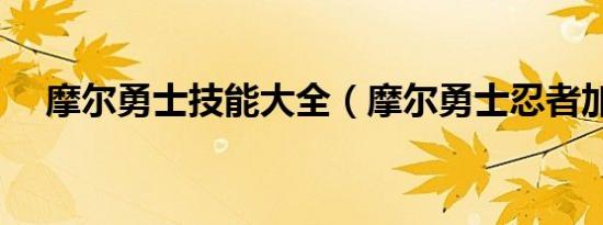 摩尔勇士技能大全（摩尔勇士忍者加点）