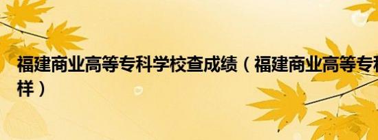 福建商业高等专科学校查成绩（福建商业高等专科学校怎么样）