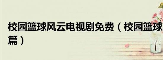 校园篮球风云电视剧免费（校园篮球风云回国篇）