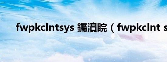 fwpkclntsys 钃濆睆（fwpkclnt sys）