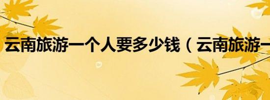 云南旅游一个人要多少钱（云南旅游一卡通）