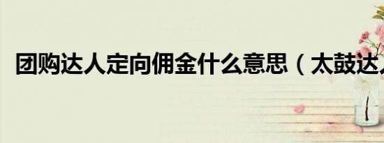 团购达人定向佣金什么意思（太鼓达人dx）