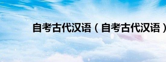 自考古代汉语（自考古代汉语）