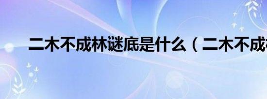 二木不成林谜底是什么（二木不成林）