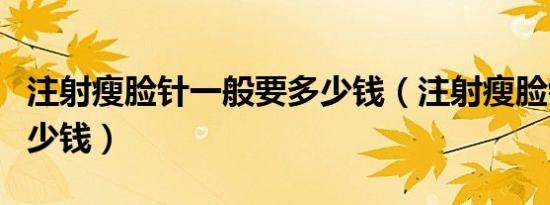 注射瘦脸针一般要多少钱（注射瘦脸针一般多少钱）