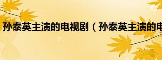 孙泰英主演的电视剧（孙泰英主演的电视剧）