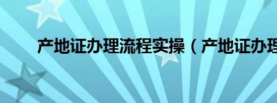 产地证办理流程实操（产地证办理）
