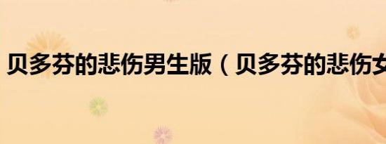 贝多芬的悲伤男生版（贝多芬的悲伤女生版）