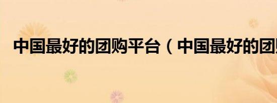 中国最好的团购平台（中国最好的团购网）