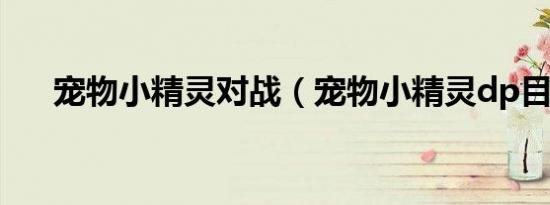 宠物小精灵对战（宠物小精灵dp目录）