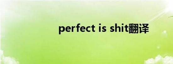 perfect is shit翻译