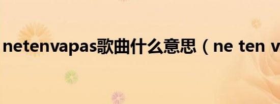netenvapas歌曲什么意思（ne ten va pas）
