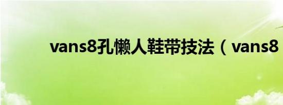 vans8孔懒人鞋带技法（vans8）