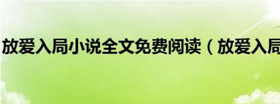 放爱入局小说全文免费阅读（放爱入局 小说）