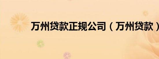 万州贷款正规公司（万州贷款）