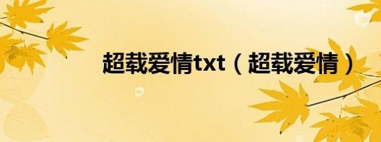 超载爱情txt（超载爱情）